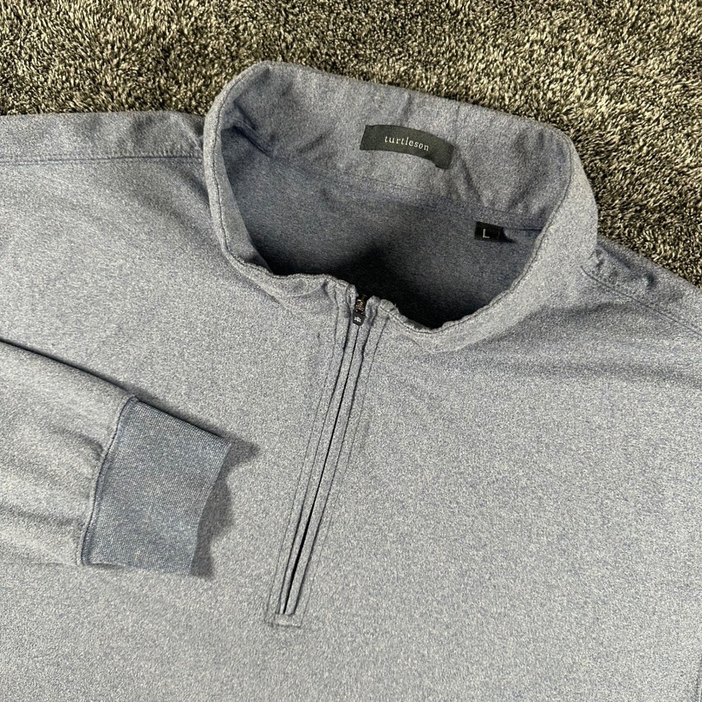 Turtleson Pullover Mens L Blue 1/4 Zip PGA of America Golf Sport Turtleson Top